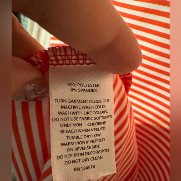 Vineyard Vines Girl’s Striped Pink/Red Flutter Sleeve Dress - Picture 6 of 6